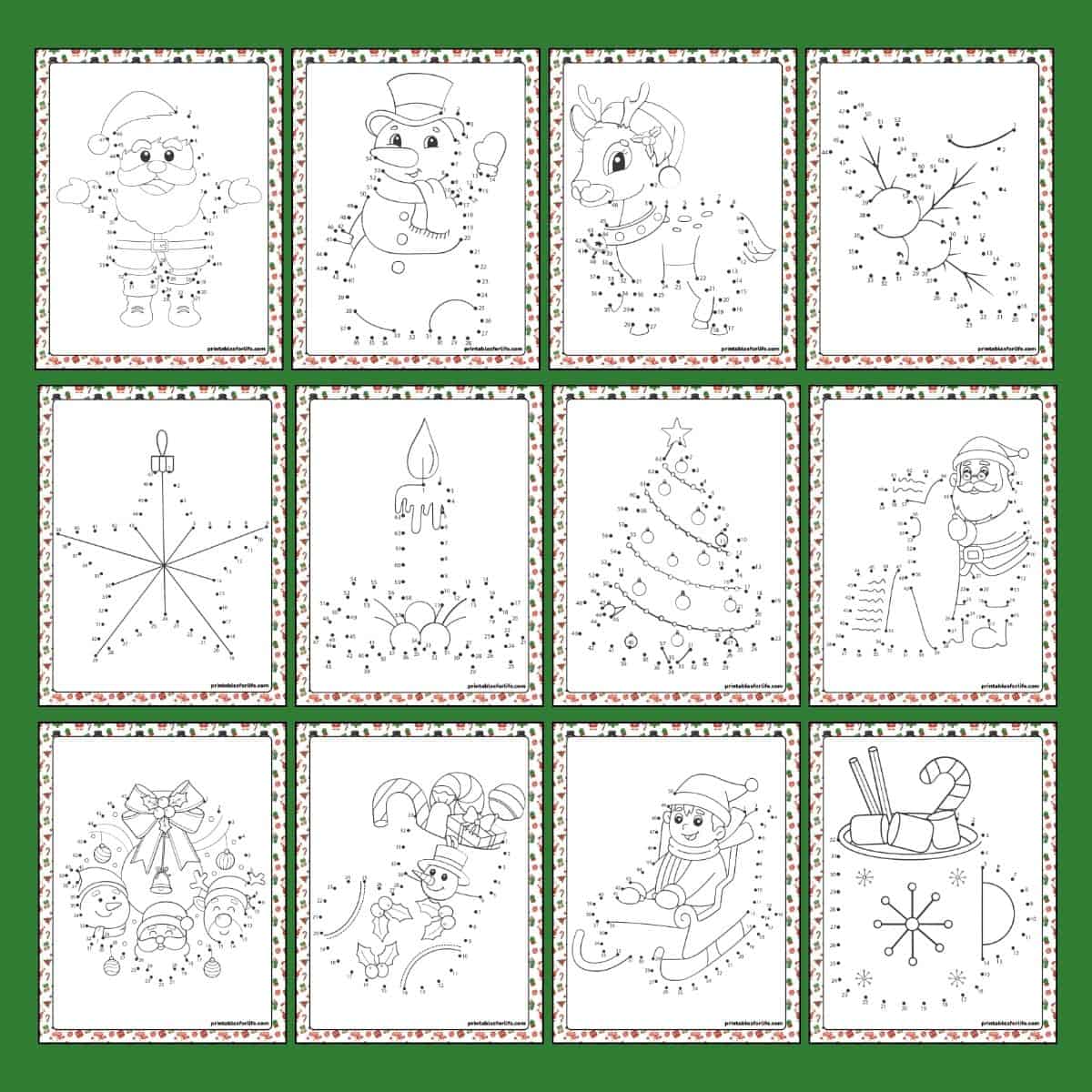 12 free christmas dot to dot worksheets (connect the dots)